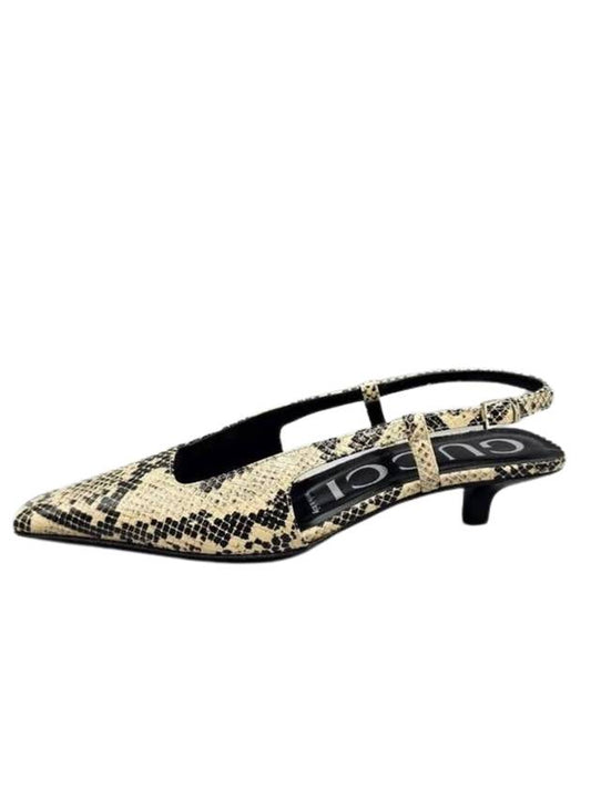 Women s Python Print Slingback Heel Beige - GUCCI - BALAAN 1