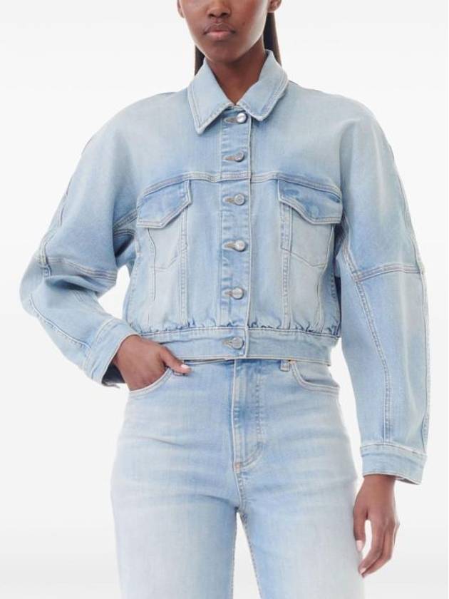 Cropped Denim Jacket Light Blue - GANNI - BALAAN 6