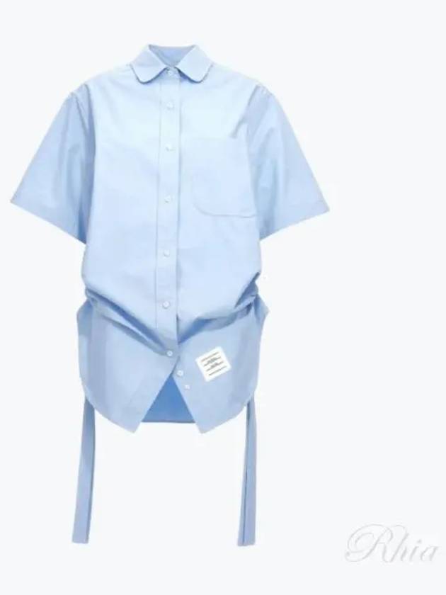 Heavy Poplin Super Size Mini Shirt Short Dress Light Blue - THOM BROWNE - BALAAN 2