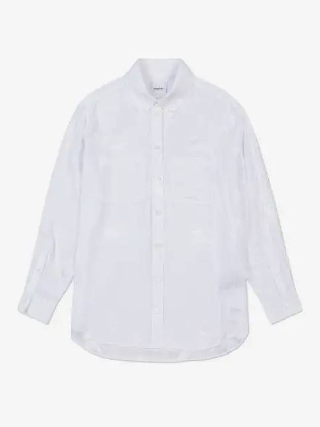 Women's EKD Jacquard Oversized Silk Shirt Optic White - BURBERRY - BALAAN 2