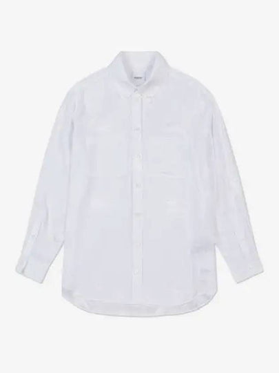 Women's EKD Jacquard Oversized Silk Shirt Optic White - BURBERRY - BALAAN 2