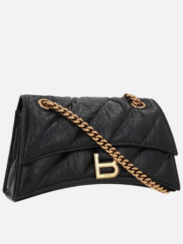 Women's Crush Logo Gold Chain Small Shoulder Bag Black - BALENCIAGA - BALAAN 3