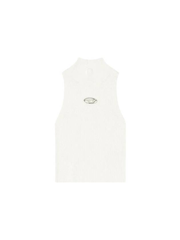 Ribbed Knit Turtleneck Sleeveless White - DIESEL - BALAAN 1