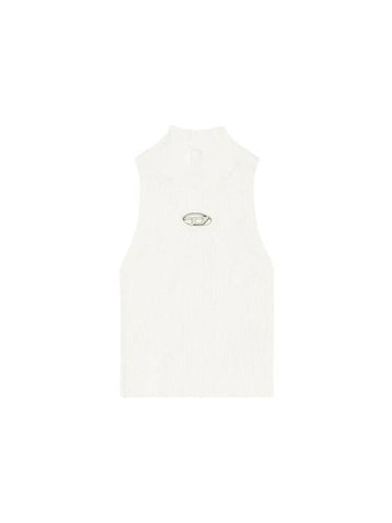 Ribbed Knit Turtleneck Sleeveless White - DIESEL - BALAAN 1