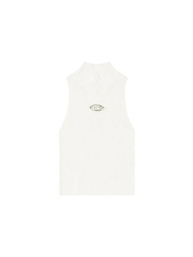 Ribbed Knit Turtleneck Sleeveless White - DIESEL - BALAAN 1