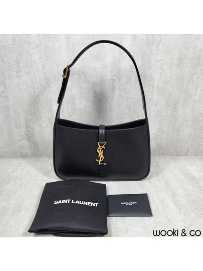 Le 5 A 7 Smooth Leather Hobo Shoulder Bag Black - SAINT LAURENT - BALAAN 2