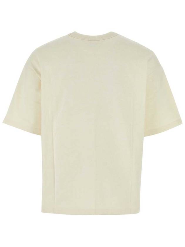 Leather Detailing Short Sleeve T-Shirt Ivory - BOTTEGA VENETA - BALAAN 3