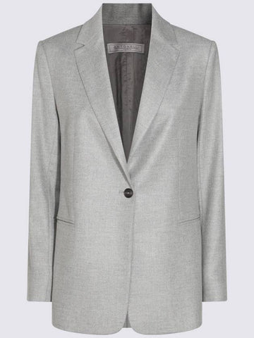 Antonelli Grey Virgin Wool Blend Blazer - ANTONELLI - BALAAN 1