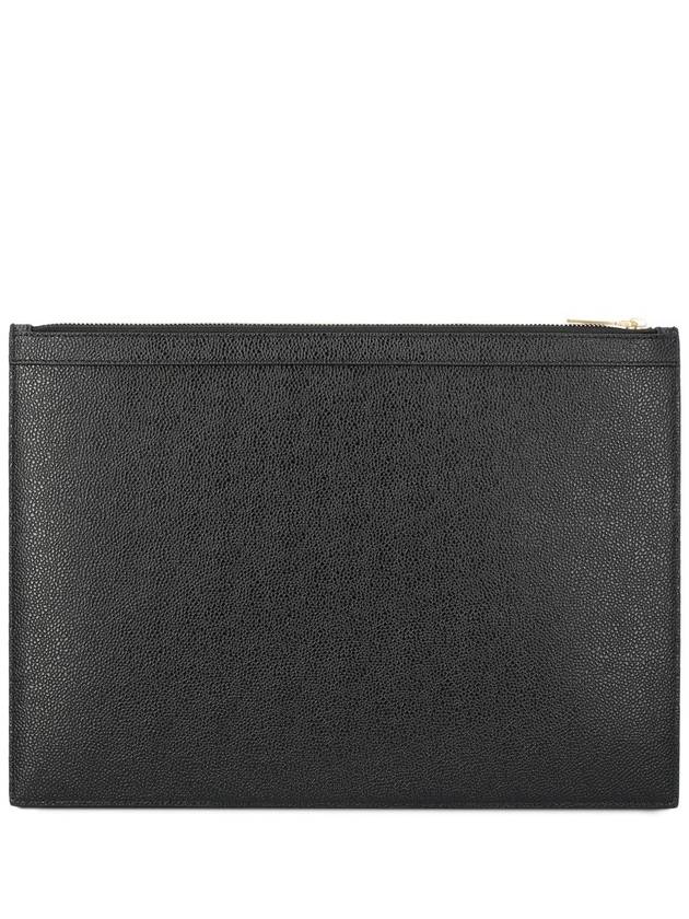 diagonal striped leather clutch bag black - THOM BROWNE - BALAAN 4