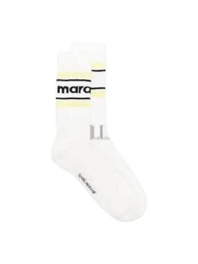 Dona Logo Print Socks White Green - ISABEL MARANT - BALAAN 2