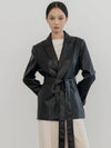 Classic Overfit Leather Half Coat Black - DEFEMME - BALAAN 3