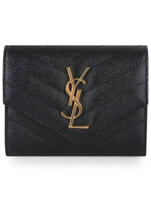 Matelasse Monogram Quilting Flap Half Wallet Black - SAINT LAURENT - BALAAN 2