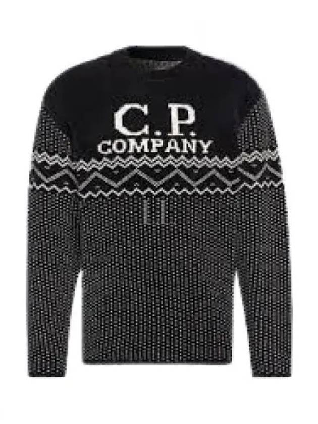 Logo Intarsia Knit Top Black - CP COMPANY - BALAAN 2