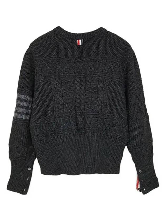 Aran Cable Crew Neck Knit Top Grey - THOM BROWNE - BALAAN 4