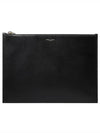 Logo Leather Large Clutch Bag Black - SAINT LAURENT - BALAAN 2