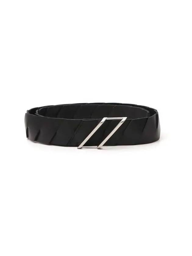 Intrecciato Leather Belt Black - BOTTEGA VENETA - BALAAN 2