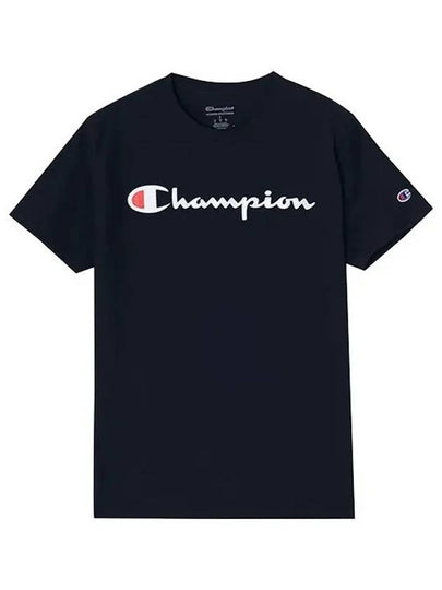 Classic Script Graphic Jersey Short Sleeve T-Shirt Navy - CHAMPION - BALAAN 2