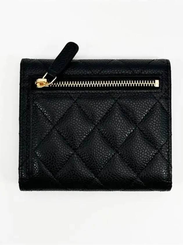 Small Classic Flap Wallet Grained Calfskin & Gold Black - CHANEL - BALAAN 3