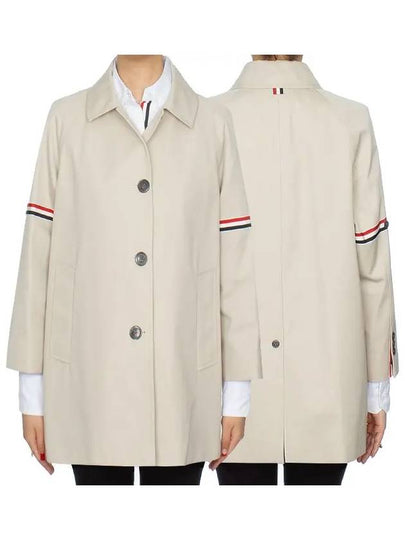 Waterproof Cotton Twill Striped Armband Cropped Car Coat Khaki - THOM BROWNE - BALAAN 2