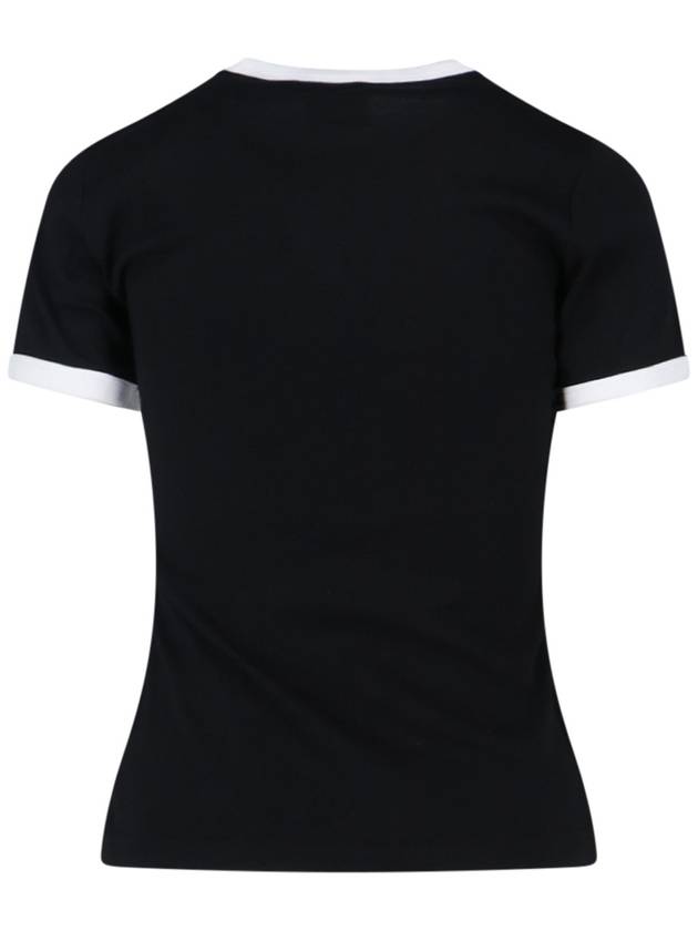 Contrast Signature Short Sleeve T-Shirt Black - COURREGES - BALAAN 3