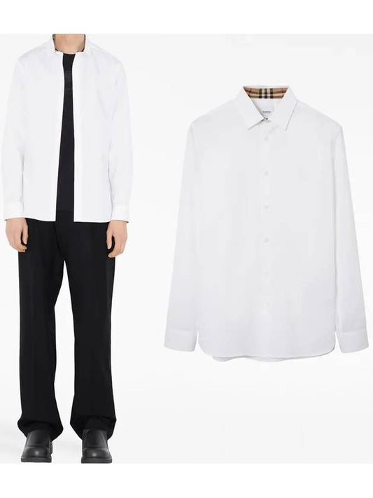 Plain Cotton Long Sleeve Shirt White - BURBERRY - BALAAN 2