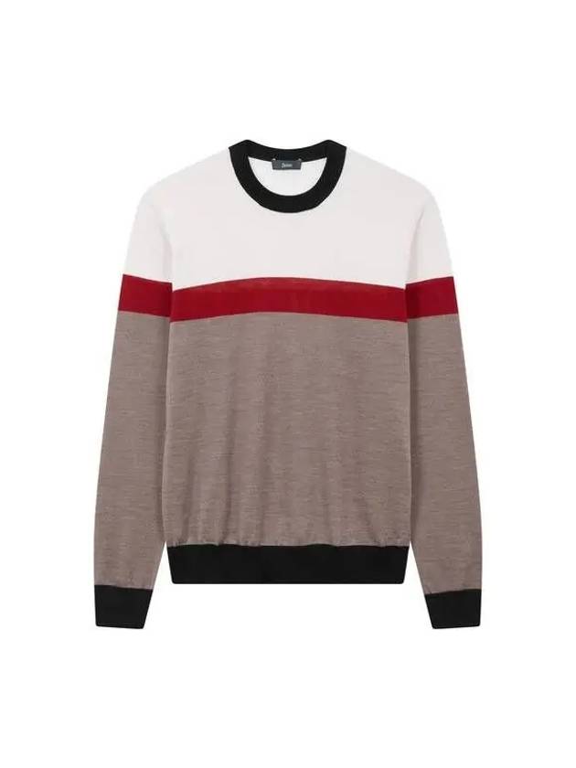 Men s Color Block Crew Neck Pullover Dark Brown 270976 - HERNO - BALAAN 1