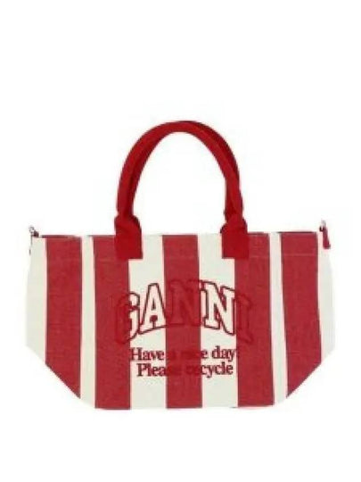 Easy Shopper Stripes Tote Bag Red - GANNI - BALAAN 2