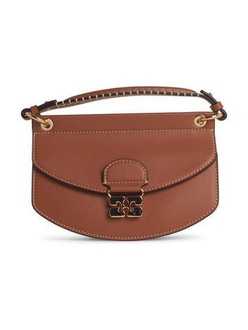 Ganni 'Apo-G' Brown Leather Bag - GANNI - BALAAN 1