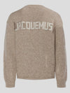 Le Pull Logo Crew Neck Alpaca Wool Knit Top Beige - JACQUEMUS - BALAAN 3