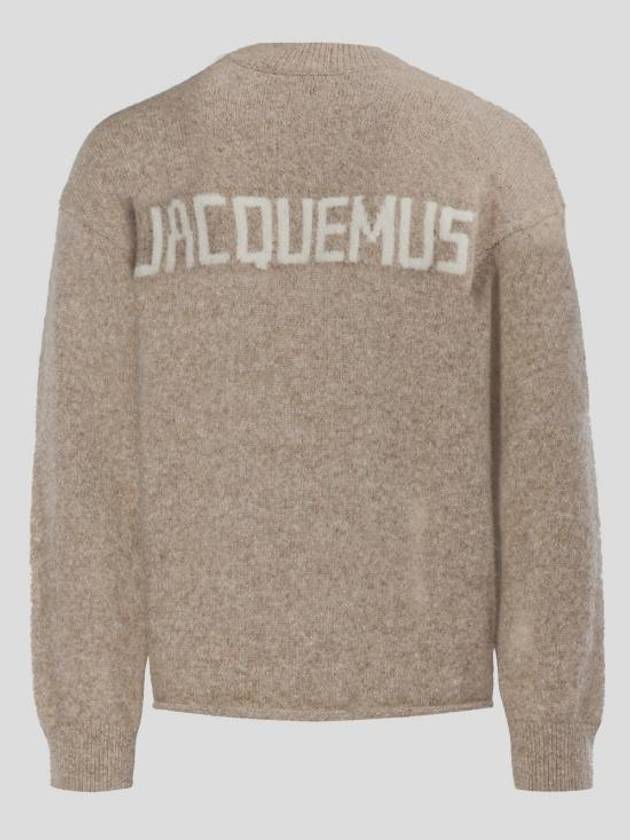 Le Pull Logo Crew Neck Alpaca Wool Knit Top Beige - JACQUEMUS - BALAAN 3