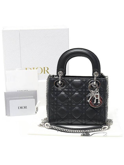 M0505PCAL Black Cannage Lambskin Silver Lady Mini 2WAY - DIOR - BALAAN 2