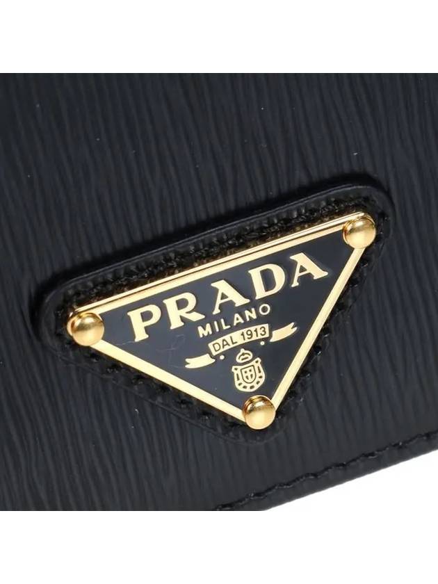 Vitello Triangular Logo Half Wallet Black - PRADA - BALAAN 9