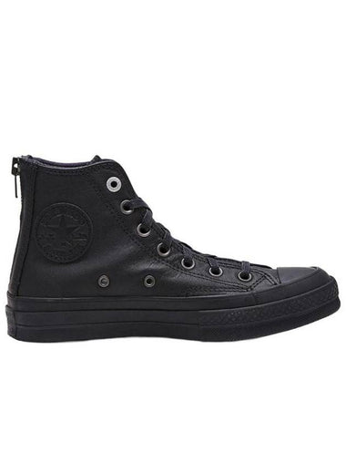 Chuck 70 Zip Leather High Top Sneakers Black - CONVERSE - BALAAN 1