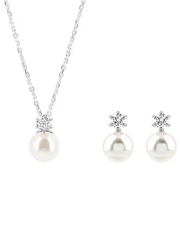 Matrix Pendant Necklace Set Silver - SWAROVSKI - BALAAN 4