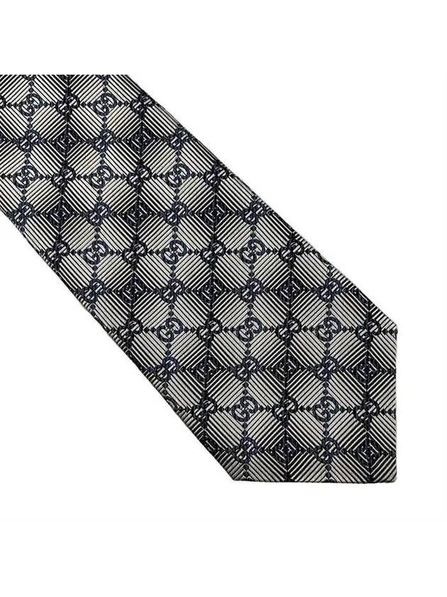 GG Pattern Slim Silk Tie Light Grey - GUCCI - BALAAN 2