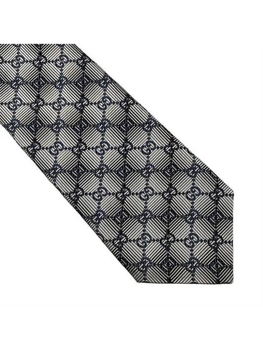 GG Logo Slim Necktie Light Grey - GUCCI - BALAAN.