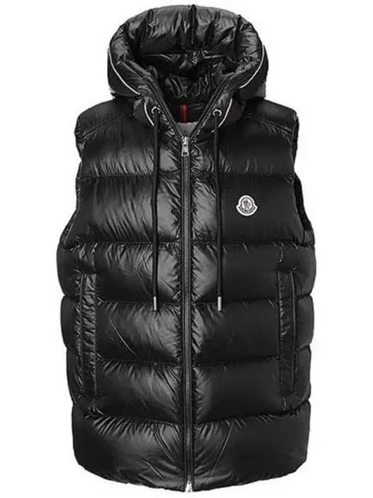 1A00046 595ZZ 999 LUIRO Logo Patch Down Hooded Vest Black Men s Jacket TJ 270742 - MONCLER - BALAAN 1