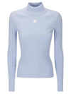 Mockneck Rib Knit Top Blue Sky - COURREGES - BALAAN 1