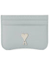 Heart Logo Plaque Leather Card Wallet Clay Blue - AMI - BALAAN 2