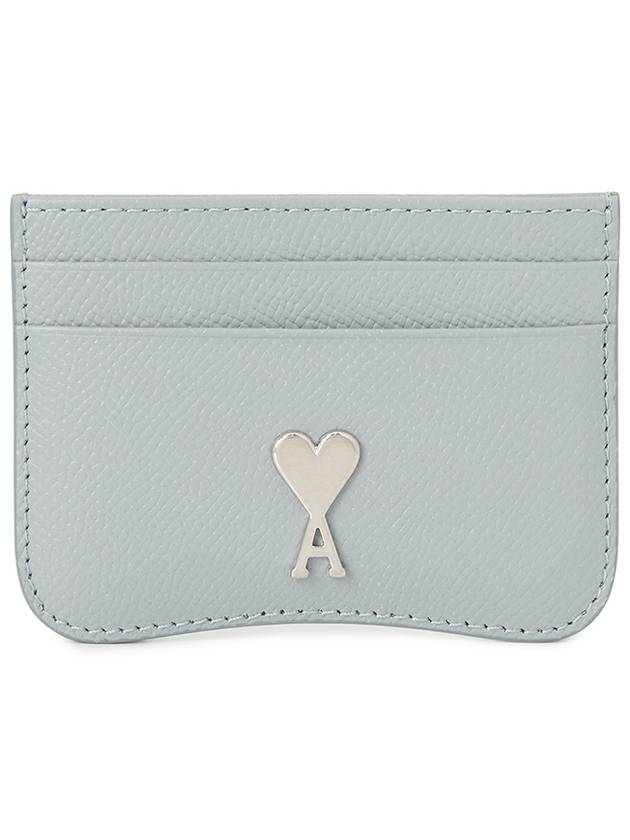 Heart Logo Plaque Leather Card Wallet Clay Blue - AMI - BALAAN 2