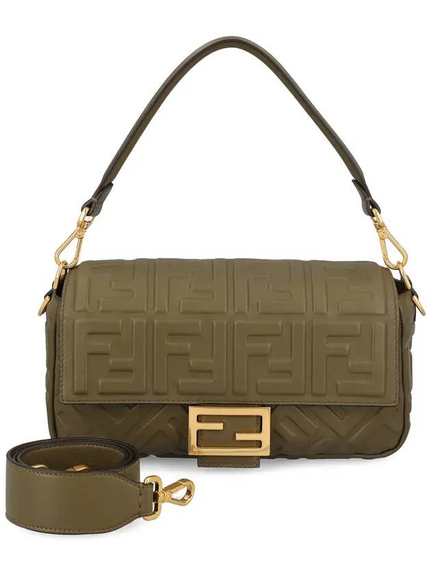 Baguette FF Embossed Nappa Leather Shoulder Bag Green - FENDI - BALAAN 1