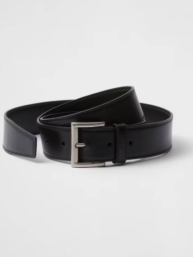 Leather Belt Black Black - PRADA - BALAAN 3