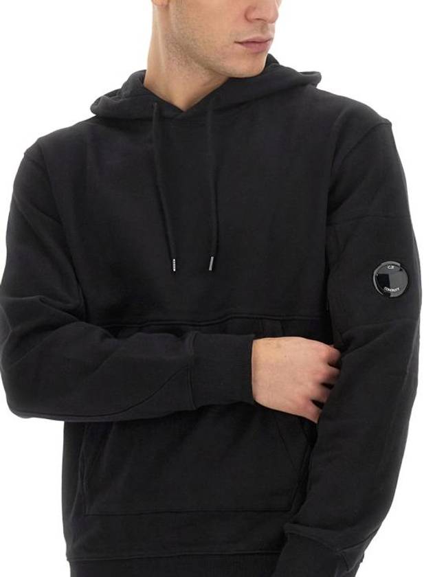 Diagonal Raised Fleece Hoodie Black - CP COMPANY - BALAAN 5