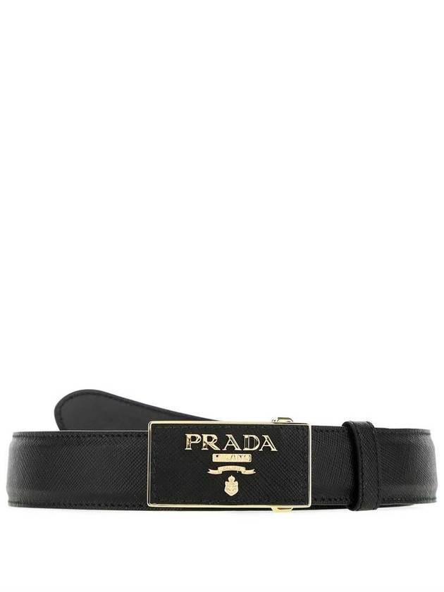 Square Logo Buckle Leather Belt Black - PRADA - BALAAN 2