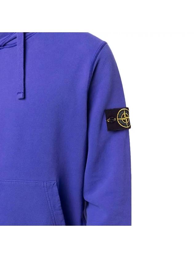 Wappen Patch Brushed Cotton Fleece Hoodie Blue - STONE ISLAND - BALAAN 5