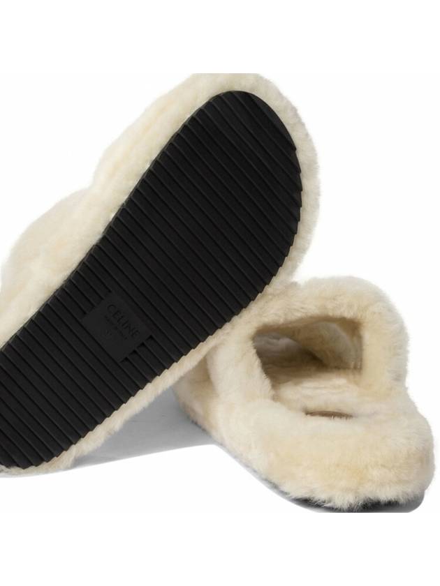 Triomphe Shearling Fur Slippers Brown Beige - CELINE - BALAAN 7