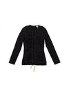 Jacquard Ruched Long Sleeve T-Shirt Black - GANNI - BALAAN 1