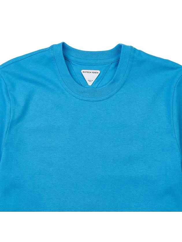 Women's Round Neck Plain Short Sleeve T-Shirt Turquoise - BOTTEGA VENETA - BALAAN 4