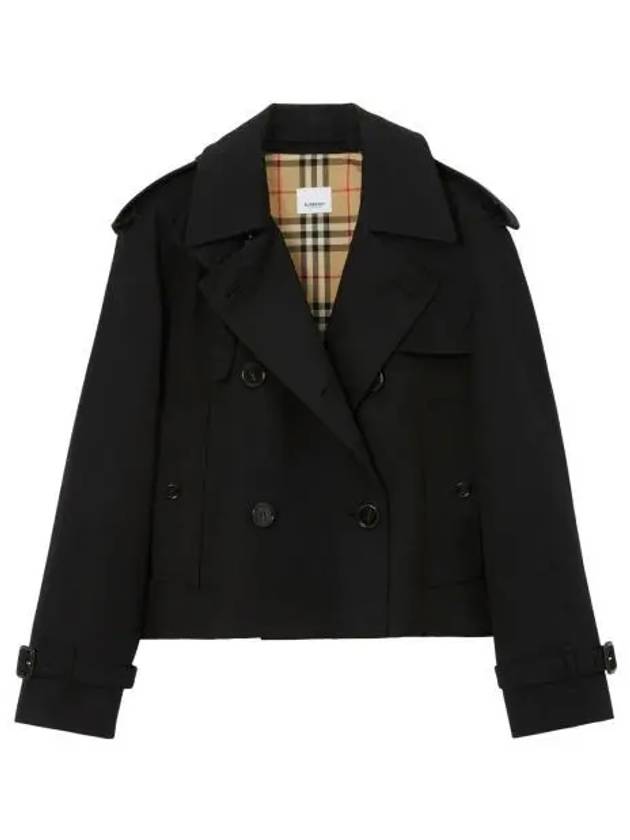 Double Breasted Crop Trench Coat Black - BURBERRY - BALAAN 2