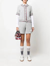 Gingham Stripe Trim High Waisted Shorts Medium Grey - THOM BROWNE - BALAAN 7